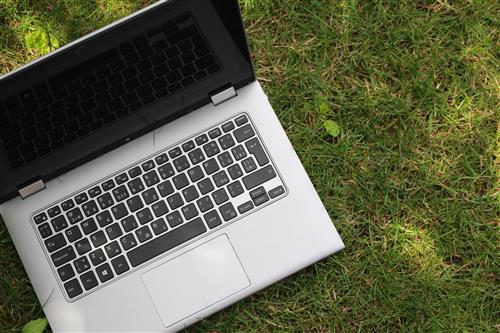 Laptop in grass