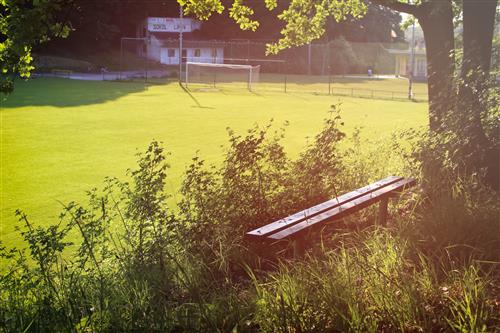 Bench at a football field