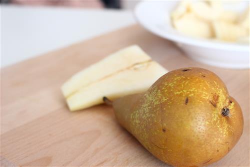 Pear on the chopping board
